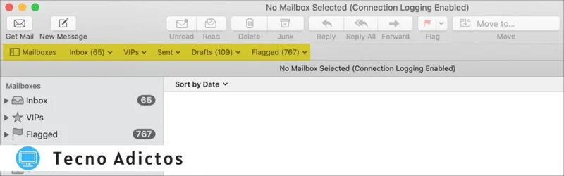 Barra de favoritos de Mac Mail