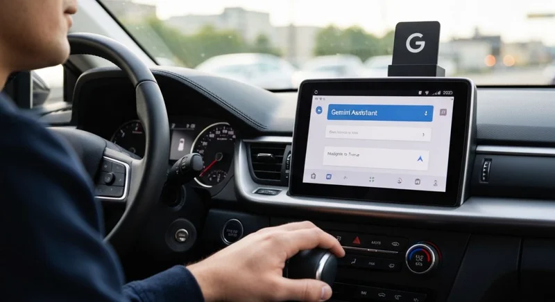 Coche usa Android Auto Gemini Assistant Google en pantalla central