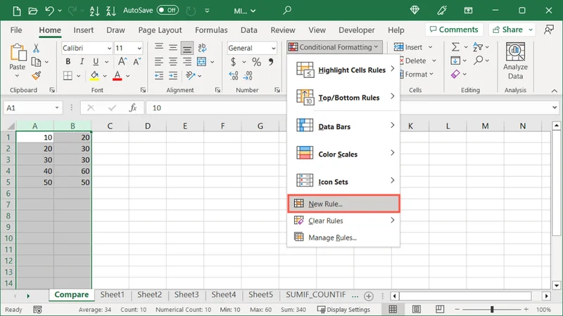 Cómo comparar dos columnas en Microsoft Excel