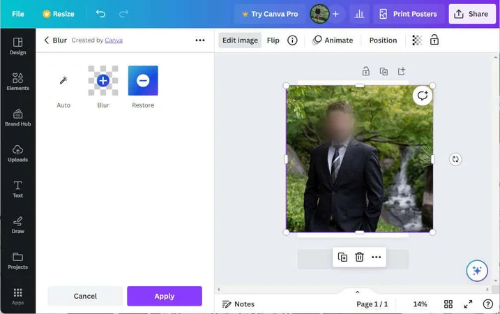 Cómo desenfocar la cara en una foto usando Canva