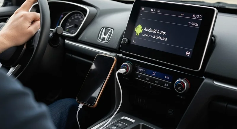Conductor en Honda Android Auto no detectado aparece en pantalla