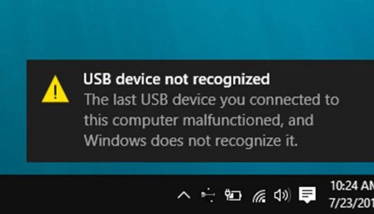 Dispositivo USB no reconocido Windows 10