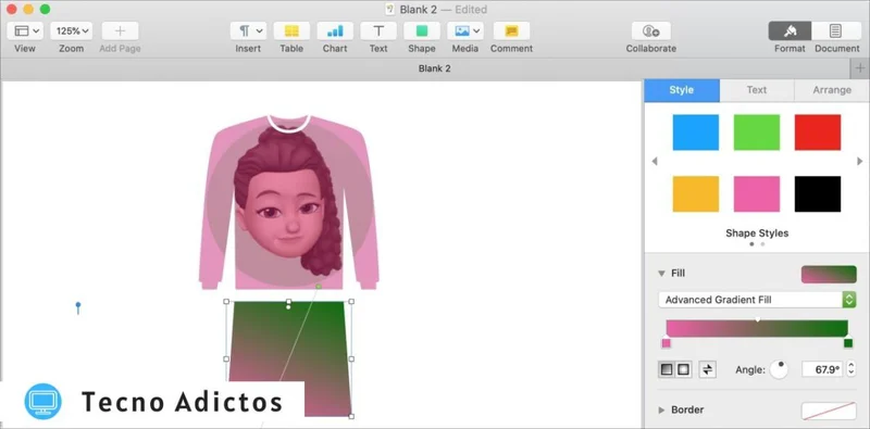 Forma de relleno de Mac de páginas