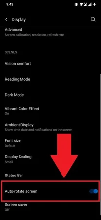 La rotación de la pantalla de Android no funciona Rotación automática