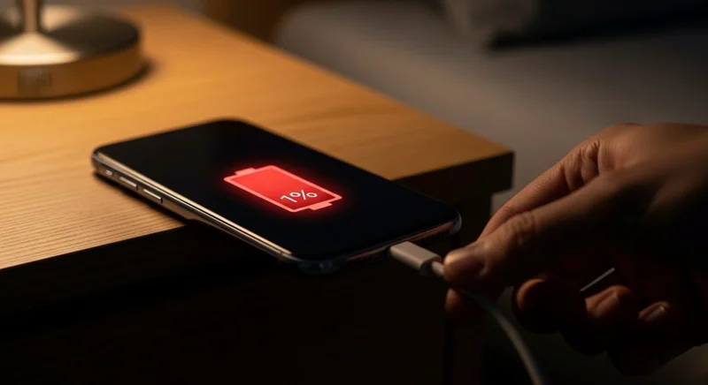 Mano conectando un cable USB-C a un smartphone moderno