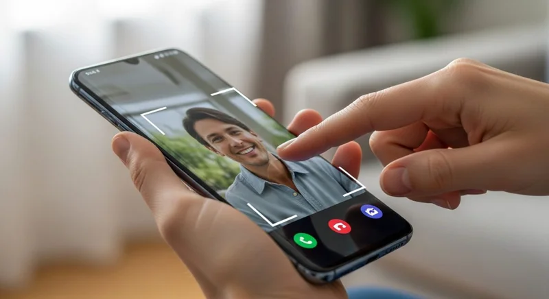 Mano sobre Samsung capturando pantalla en videollamada