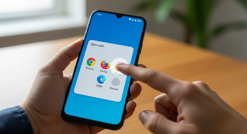 Mano sosteniendo un smartphone Android con menú de aplicaciones visible