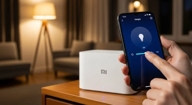 Mano sosteniendo un smartphone controlando app de Xiaomi Smart Hub