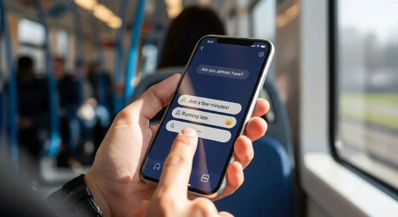 Mano sosteniendo un smartphone moderno mostrando una app de mensajería