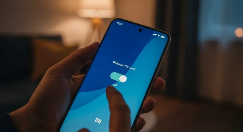 Mano sosteniendo un smartphone Xiaomi ajustando el menú de configuración