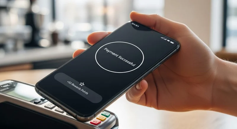 Mano sosteniendo un teléfono Samsung Galaxy haciendo un pago NFC