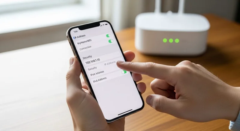 Manos sosteniendo un iPhone 13 apuntando a la pantalla WiFi