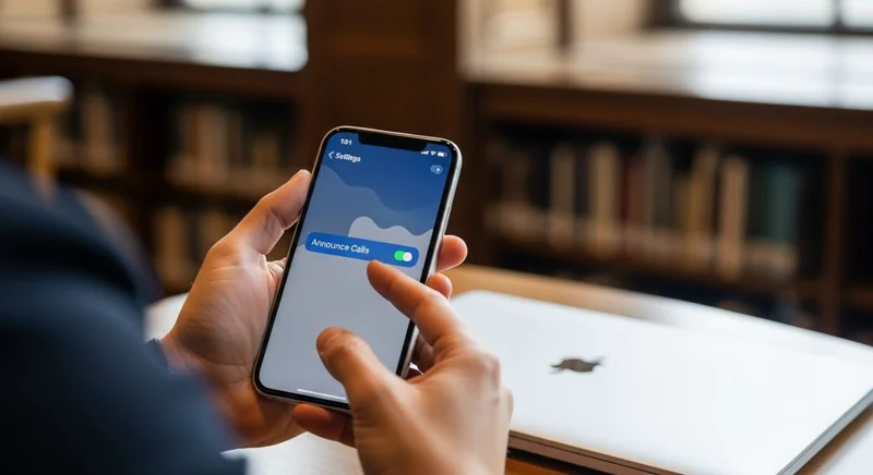 Manos sosteniendo un iPhone moderno en configuración de llamadas