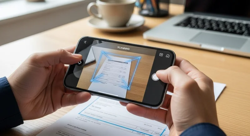 persona escaneando documento con su smartphone