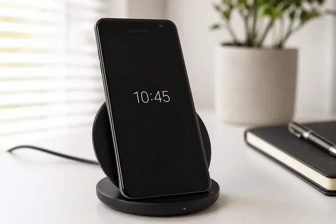 Samsung teléfono con Always On Display reloj 10 45 centrado