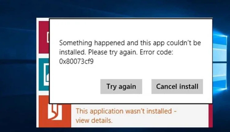 windows error de instalación de la aplicación de la tienda 0x80073cf9