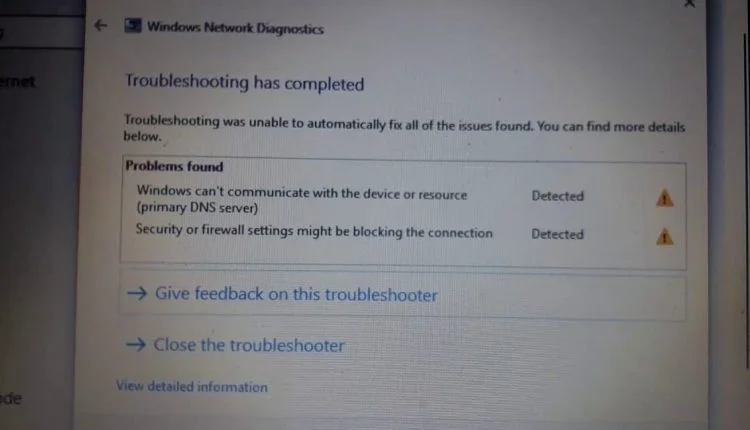 Windows no puede comunicarse con el dispositivo o recurso