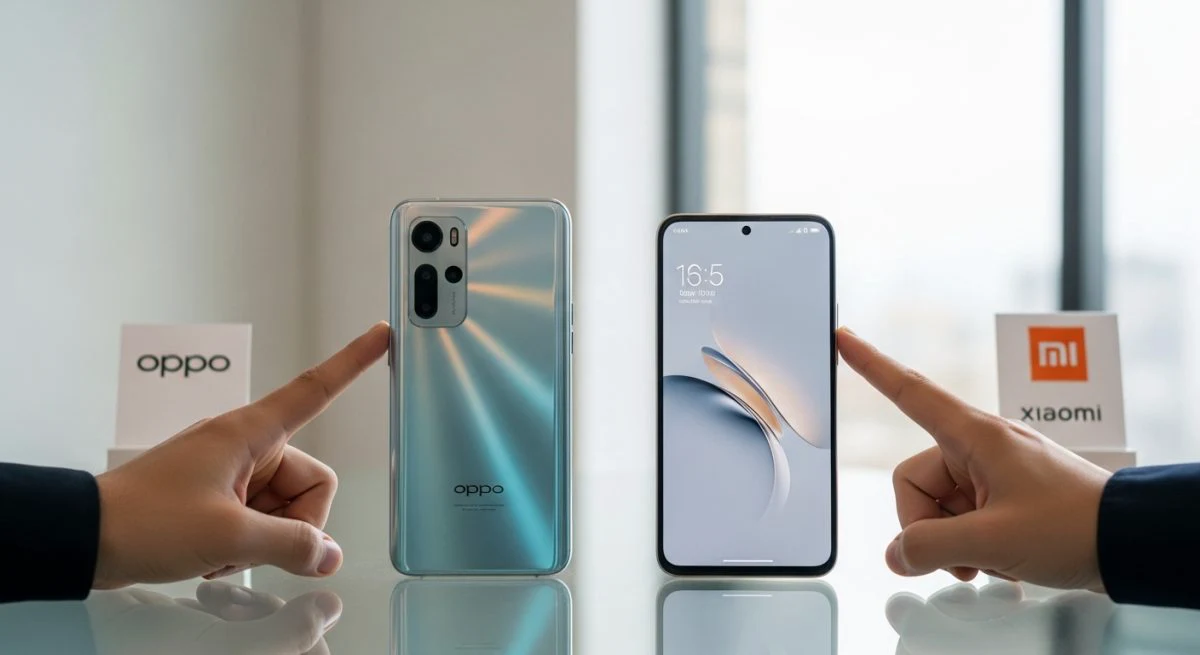 Analista tecnológico compara Oppo y Xiaomi en escritorio de vidrio
