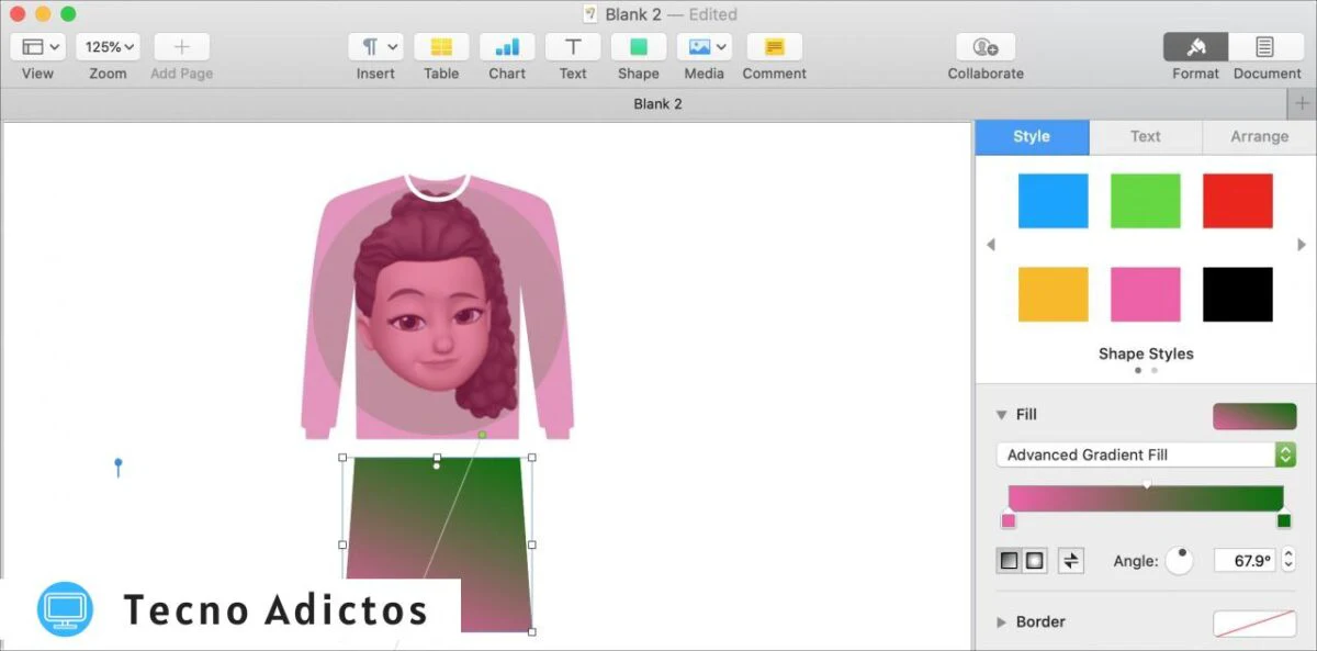 Forma de relleno de Mac de páginas