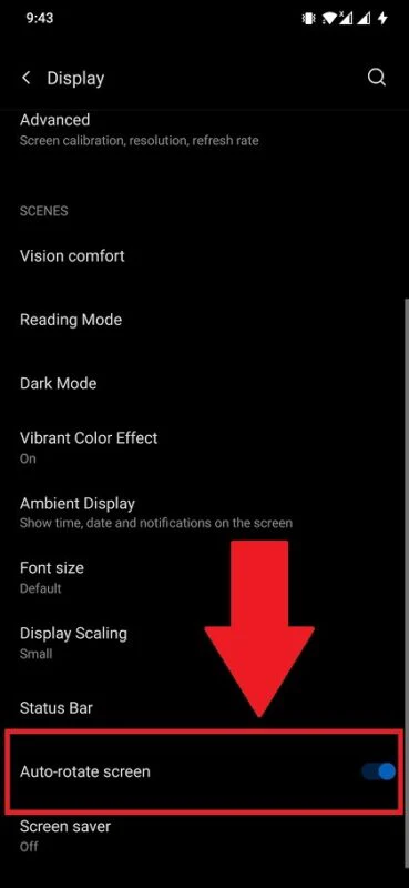 La rotación de la pantalla de Android no funciona Rotación automática