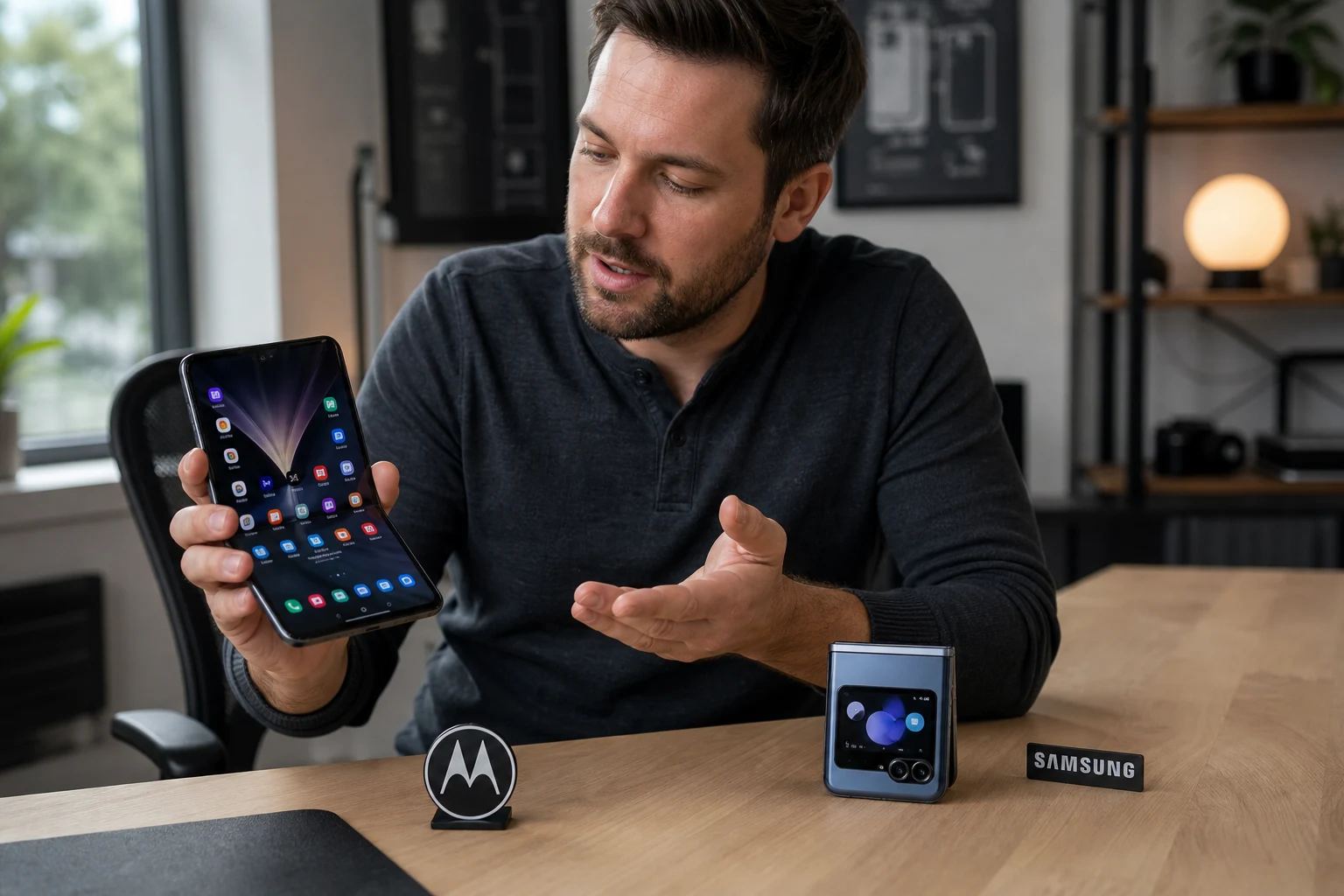 Revisor tecnológico compara Motorola Razr y Samsung Galaxy Z Flip