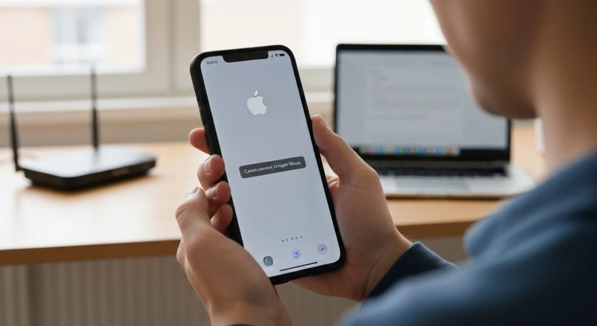 Teléfono Android muestra Apple Music con error y logo Apple