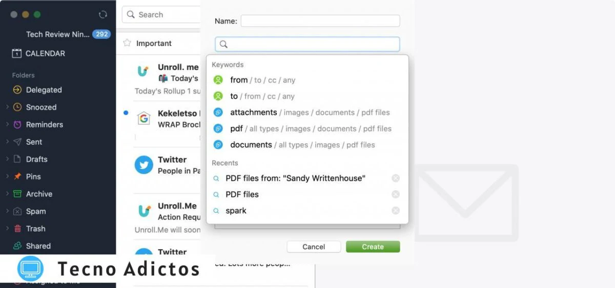 Utilice Spark Smart Folder Mac