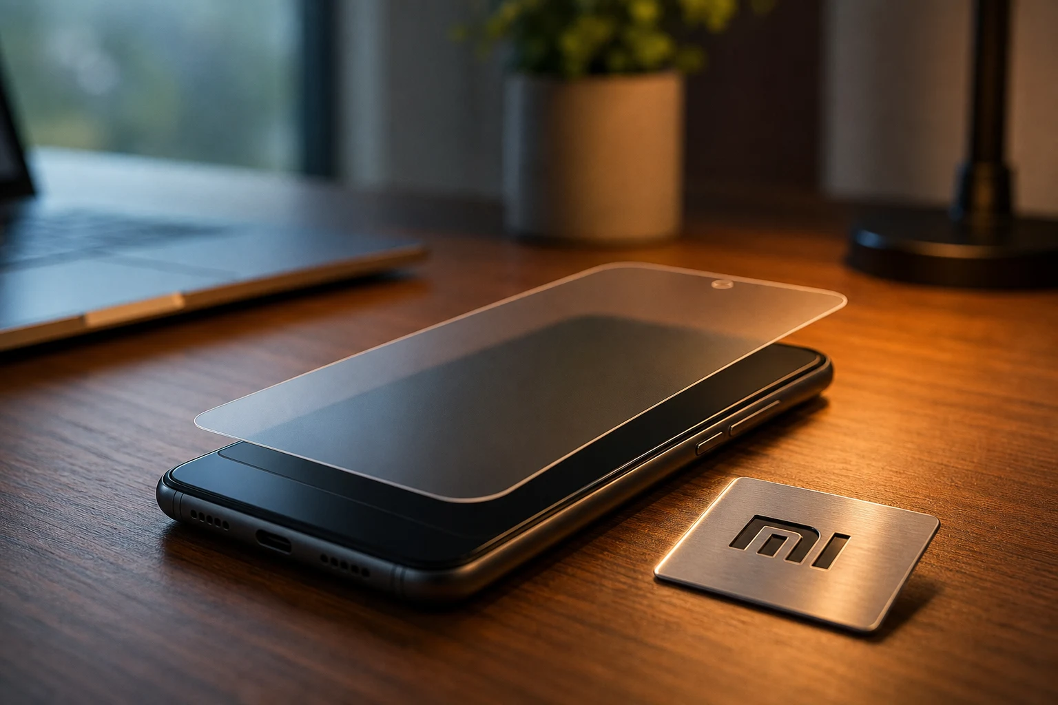 Xiaomi smartphone con escudo bloqueando anuncios junto al emblema Mi