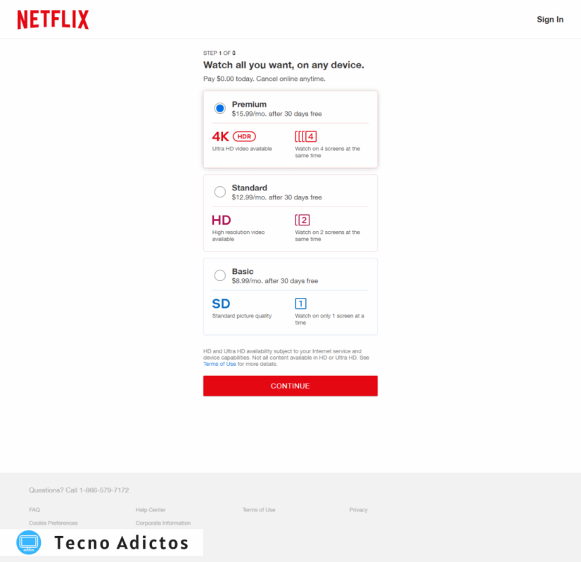 Planes de Netflix EE. UU.