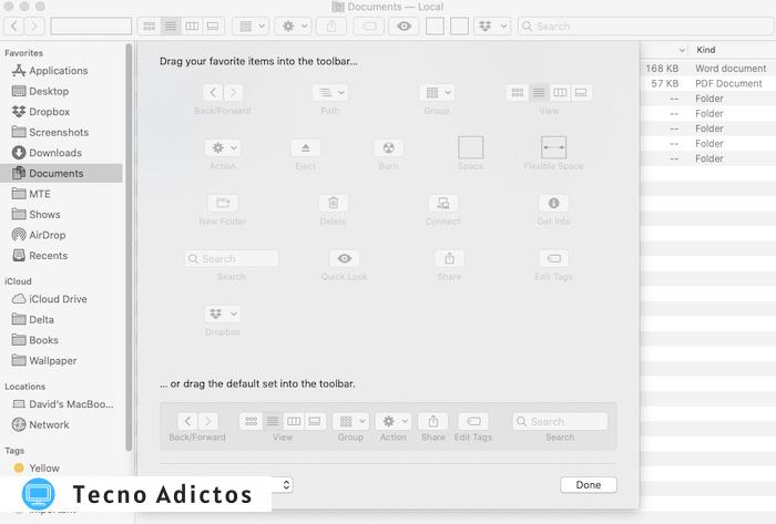 Las mejores preferencias de Mac Finder Personalizar la barra de herramientas