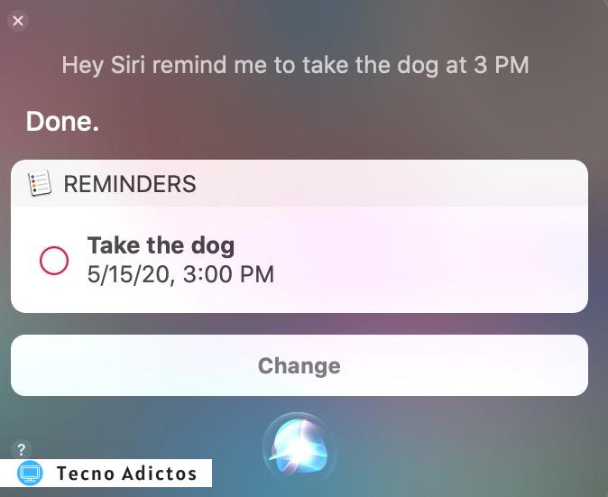 Aplicación Recordatorios Maestros Mac Use Siri