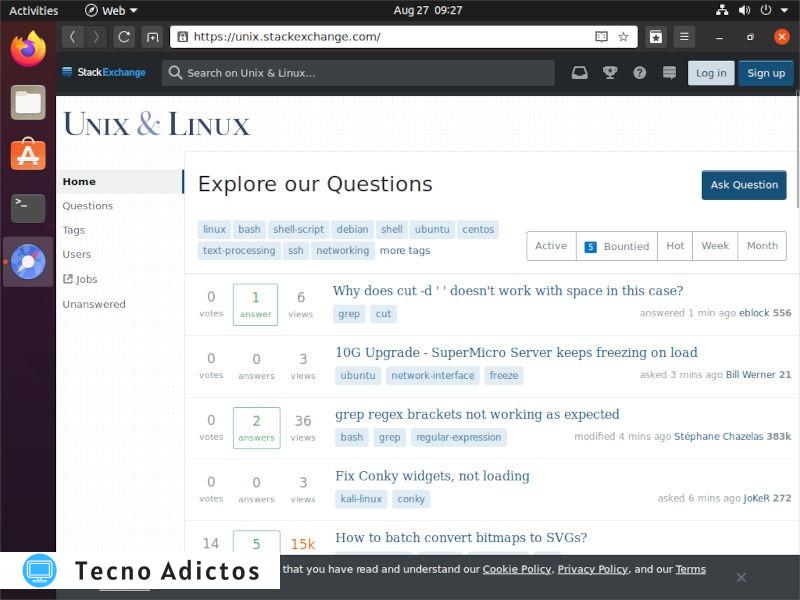 Soporte técnico de Linux Unix Stackexchange