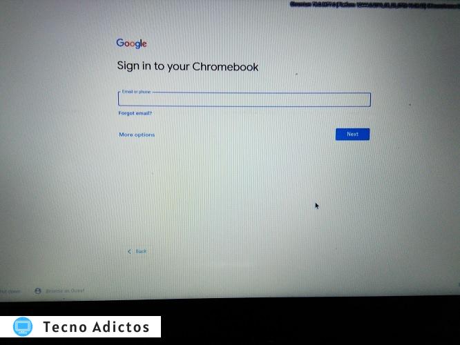 Chromiumos con Chromx iniciando sesión en Chromebook