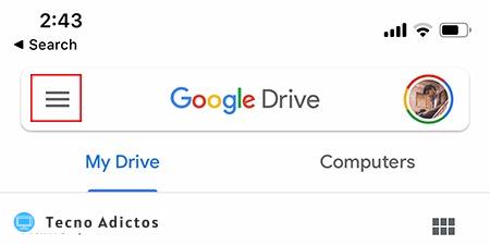 Menú seguro de Google Drive