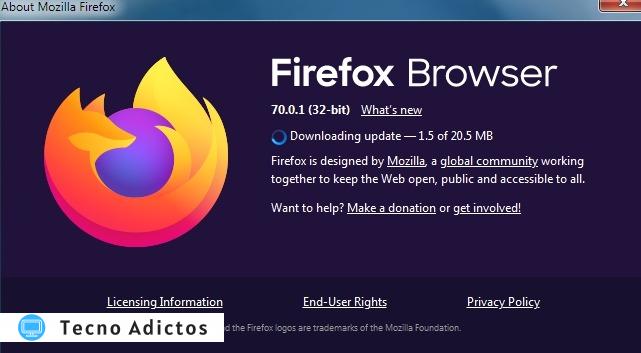 Reducir el uso de memoria de Firefox Menú Ayuda sobre la actualización de Firefox