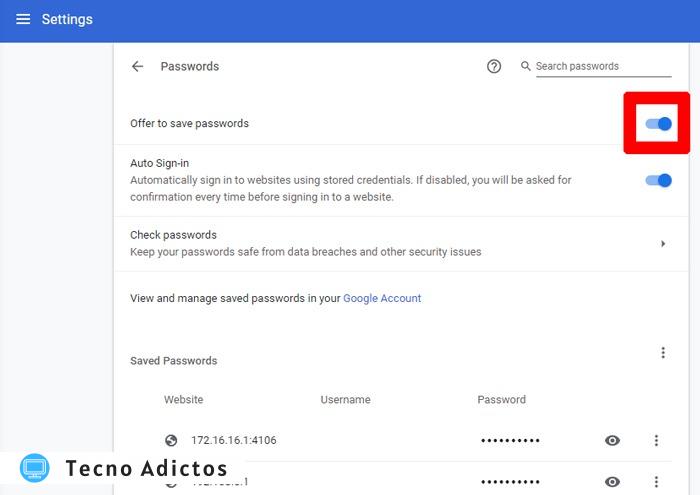 Cómo autocompletar contraseñas Oferta de Google Chrome para guardar contraseñas