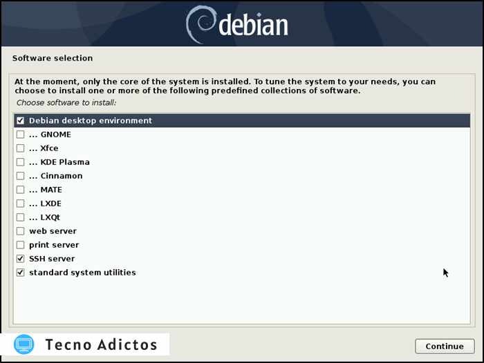 Instalar Debian Elegir software