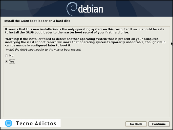 Debian Instalar Grub Bootloader