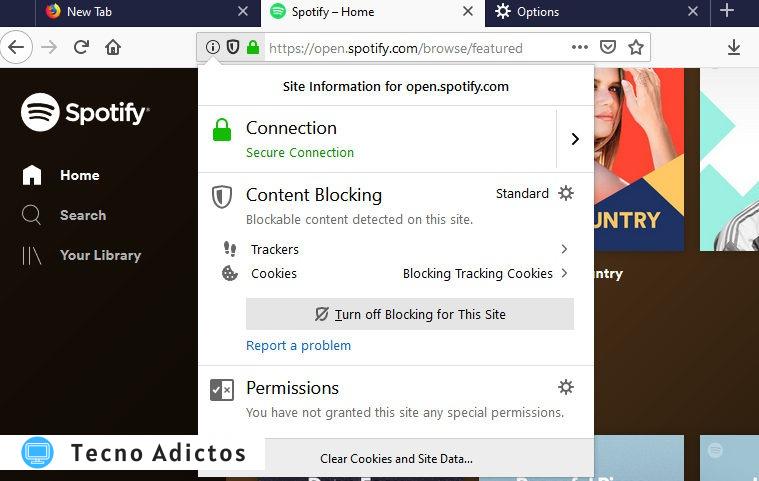 El reproductor web de Spotify no funciona Contenido protegido habilitado Firefox