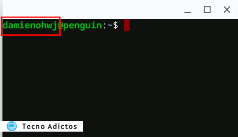 Nombre de usuario de la terminal de Chromeos Linux