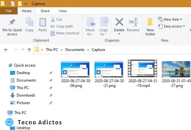 Carpeta de salida de Windows10 Screen Recorder Pro