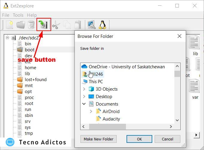 Acceder a Ext4 Windows Ext2read Guardar