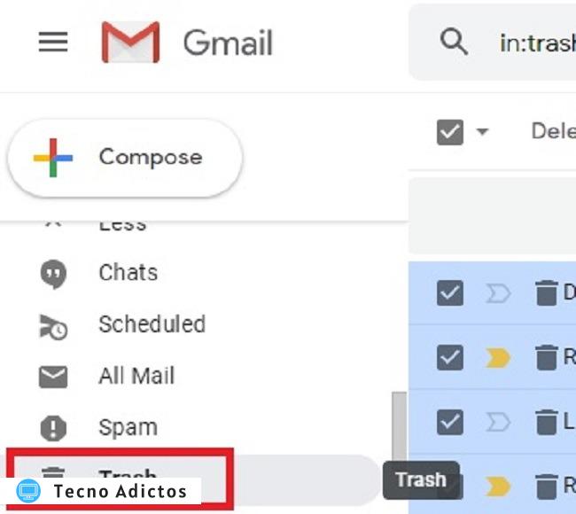 Marcar todos los correos electrónicos no leídos como leídos en Gmail y eliminarlos de la papelera