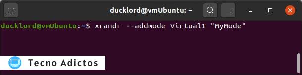 Cambiar el modo de adición de Ubuntu Res Xrandr