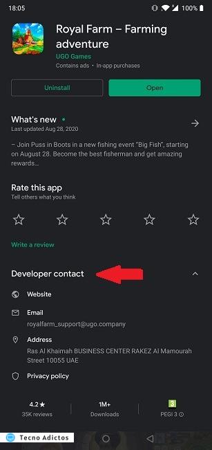 Reparar aplicaciones que no responden Contactar al desarrollador