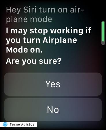 Cómo usar el modo avión de Siri Apple Watch