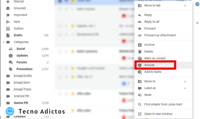 Nuevas mejores funciones de Gmail Posponer