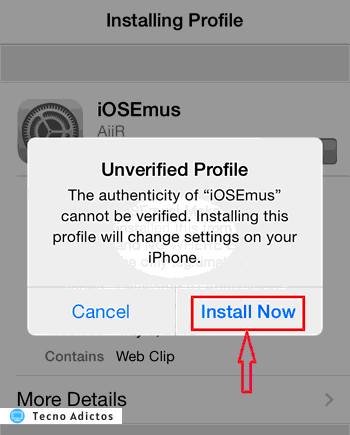Instalación de la aplicación iOSEmus