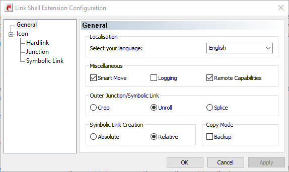 Crear enlace simbólico Windows 10 Lseconfig