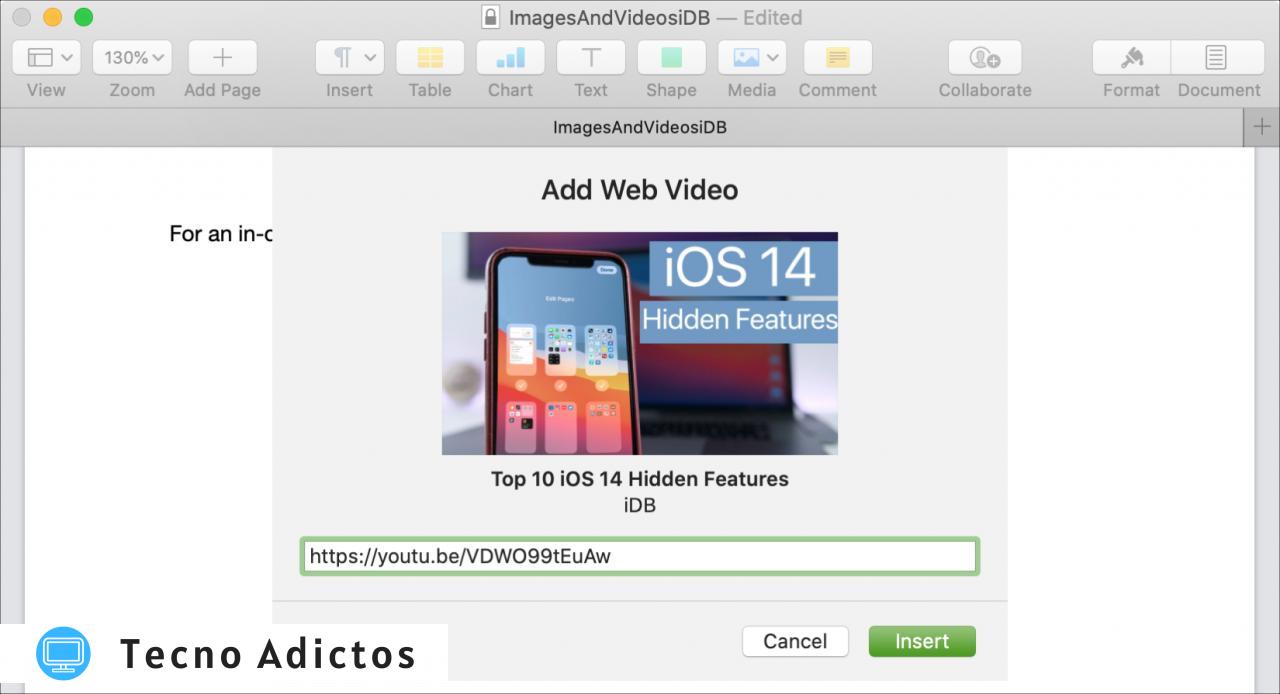 Páginas URL de video agregadas por Mac